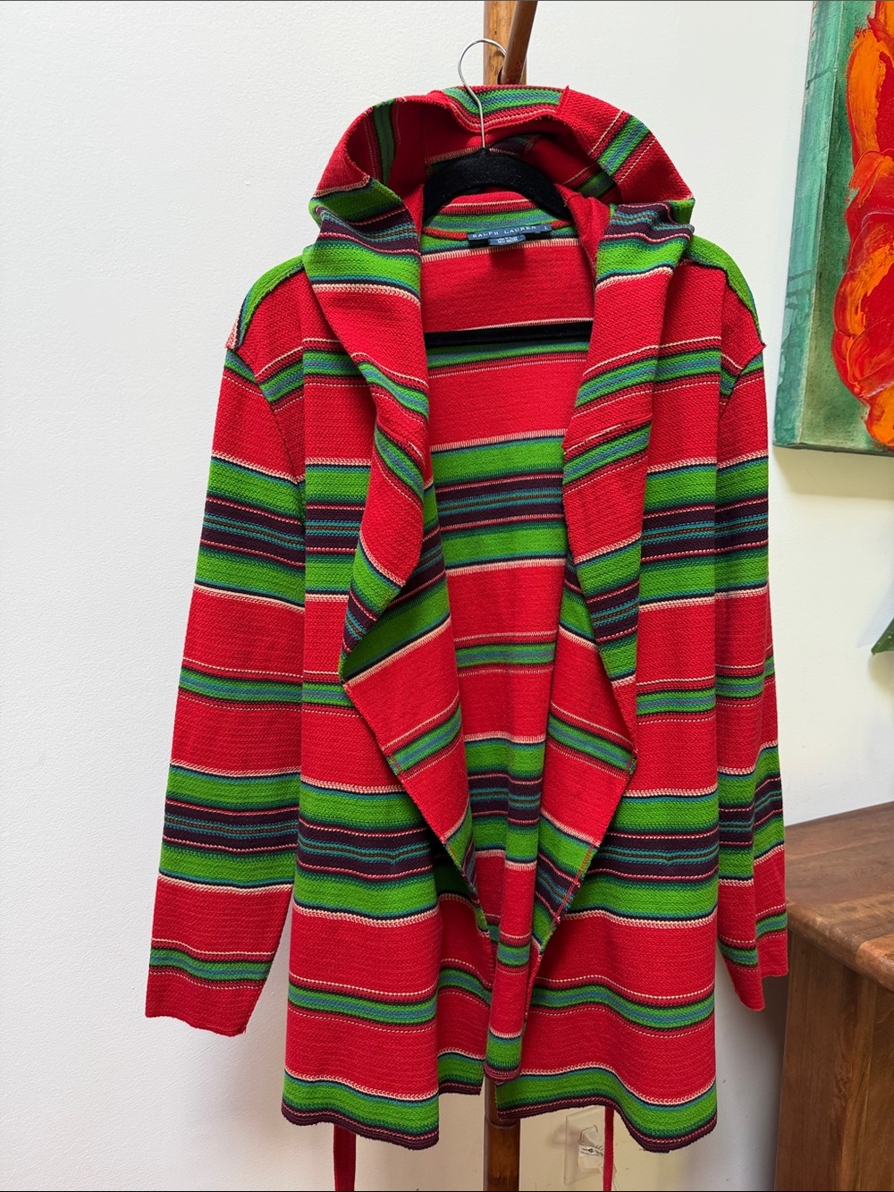 Vintage Ralph Lauren Southwestern Striped Hooded Cardigan Large